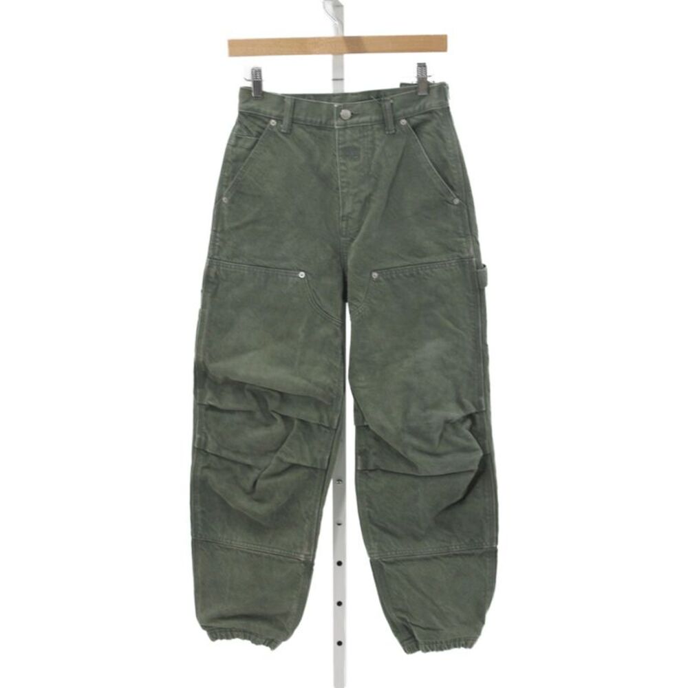Alexander Wang Unisex Cargo Jogger Pants Green 100% Cotton High Rise Size 24